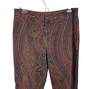 Lauren Ralph Lauren Dark Paisley Brushed Cotton Pants 10 whimsigoth witch preppy